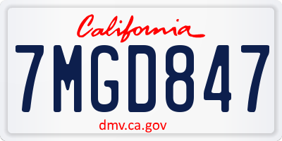 CA license plate 7MGD847