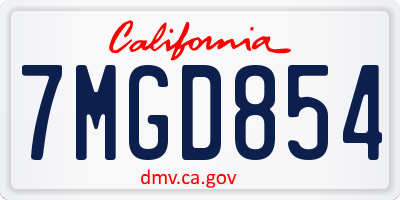 CA license plate 7MGD854