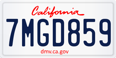 CA license plate 7MGD859