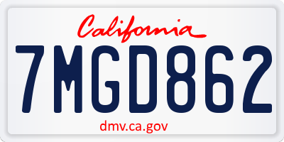 CA license plate 7MGD862