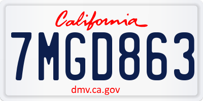 CA license plate 7MGD863