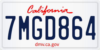 CA license plate 7MGD864