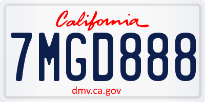 CA license plate 7MGD888