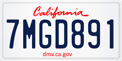 CA license plate 7MGD891