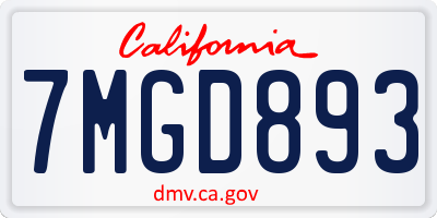 CA license plate 7MGD893