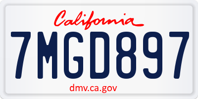 CA license plate 7MGD897