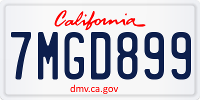 CA license plate 7MGD899