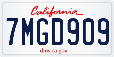 CA license plate 7MGD909