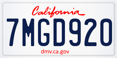 CA license plate 7MGD920