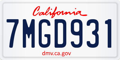 CA license plate 7MGD931