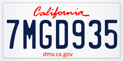 CA license plate 7MGD935