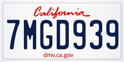 CA license plate 7MGD939
