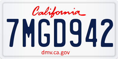 CA license plate 7MGD942