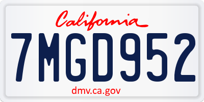 CA license plate 7MGD952