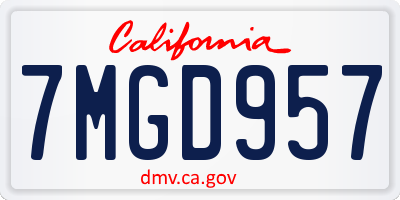 CA license plate 7MGD957