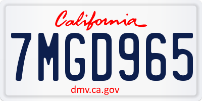 CA license plate 7MGD965