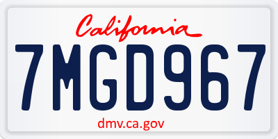 CA license plate 7MGD967