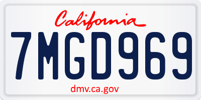 CA license plate 7MGD969