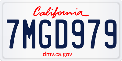 CA license plate 7MGD979