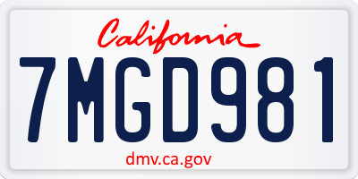CA license plate 7MGD981