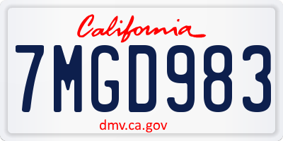 CA license plate 7MGD983