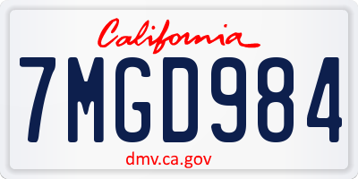 CA license plate 7MGD984