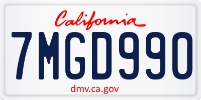 CA license plate 7MGD990