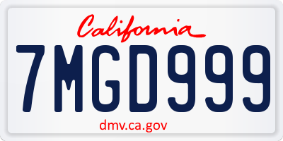 CA license plate 7MGD999