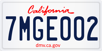 CA license plate 7MGE002