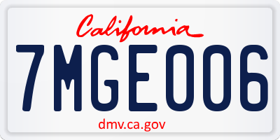 CA license plate 7MGE006