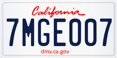 CA license plate 7MGE007