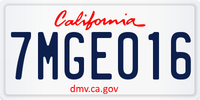 CA license plate 7MGE016
