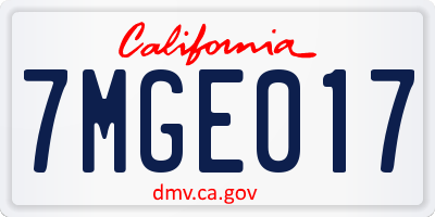 CA license plate 7MGE017