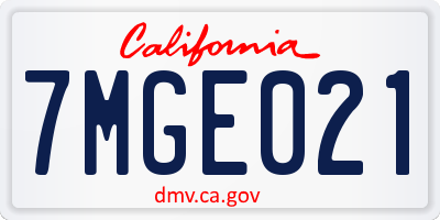 CA license plate 7MGE021