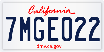 CA license plate 7MGE022