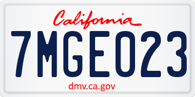 CA license plate 7MGE023
