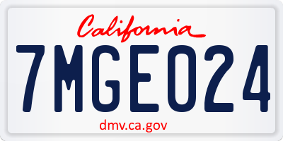 CA license plate 7MGE024