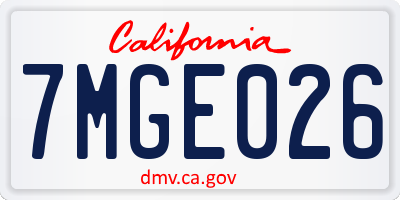 CA license plate 7MGE026