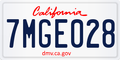 CA license plate 7MGE028