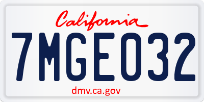 CA license plate 7MGE032