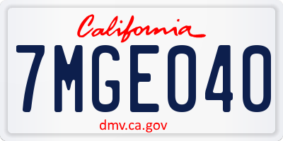 CA license plate 7MGE040