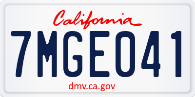 CA license plate 7MGE041