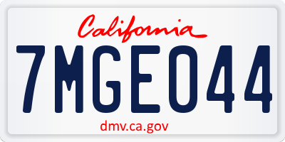 CA license plate 7MGE044