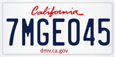 CA license plate 7MGE045