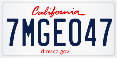 CA license plate 7MGE047