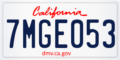 CA license plate 7MGE053