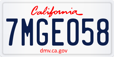 CA license plate 7MGE058