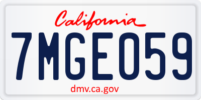 CA license plate 7MGE059