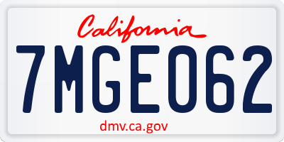 CA license plate 7MGE062