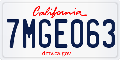 CA license plate 7MGE063